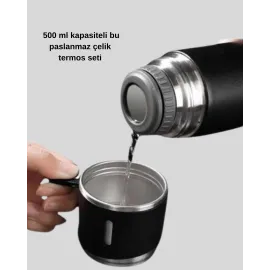 500 ml Vakumlu Termos – Çift Kat Paslanmaz Çelik, Sızdırmaz Kapağıyla Sıcak ve Soğuk İçeceklere Özel