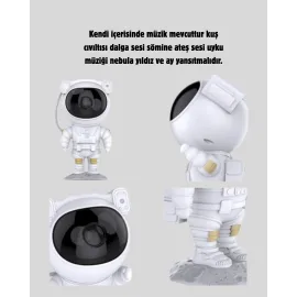 Astronot Projeksiyon Lambası Bluetooth Müzikli Ve Uzaktan Kumandalı