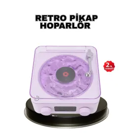 Projektör Işıklı Retro Hoparlör Bluetooth AUX USB Hafıza Kartlı 360° Sesli Şarjlı