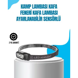 Kamp Lambası Kafa Feneri Kafa Lambası Ayarlanabilir Sensörlü Şarjlı