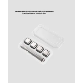 Paslanmaz Çelik Metal Buz Küpü Seti Sulandırmadan Soğutma ve Klips Dahil