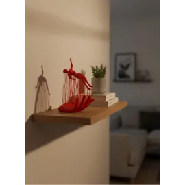 El Formlu İnsan Figürü Kırmızı Modern Dekoratif Biblo Soyut Tasarım 12x18 cm