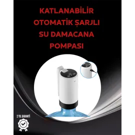 Damacana Üstü Akıllı Su Pompası | 3 Damacana Kullanım | 4W Güç | Micro Usb Şarjlı | Katlanabilir & Taşınabilir
