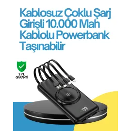 10000Mah Kablosuz Ve Hızlı Şarj Destekli Powerbank – Taşınabilir Şarj Gücü