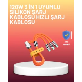Çinko Alaşımlı Uçlu 120 W Şarj Kablosu – Dolaşmaya Dayanıklı 1,2 M Usb Kablo