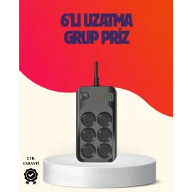 Usb Type-C Destekli Termal Korumalı 6’Lı Uzatma Priz 10A 2M
