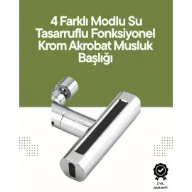 Krom Musluk Başlığı | 4'ü 1 Arada Su Çıkışı | Kolay Montajlı