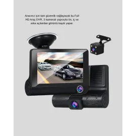 Araç Dvr Kamerası 3’Lü 170° Geniş Açılı Full Hd Ve Park Destekli