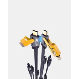 Usb-C Usb-A 4’Ü 1 Arada Örgülü Kablo 65W Hızlı Şarj Metal Uç Dayanıklı