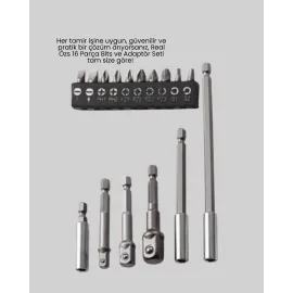 Ergonomik 16 Parça Bits Tornavida Uç Ve Adaptör Seti