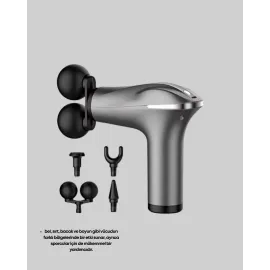 4 Başlıklı Şarjlı Masaj Tabancası Bel Sırt Boyun Bacak Kas Rahatlatıcı