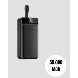 50.000 Mah Kapasiteli Powerbank – Hızlı Şarj Destekli, 4 Usb Portlu, Led Işıklı Taşınabilir Enerji Deposu