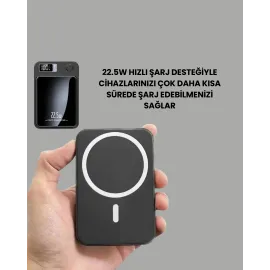 5000mAh / 10000mAh Kapasiteli Manyetik USB-C ve Kablosuz Powerbank