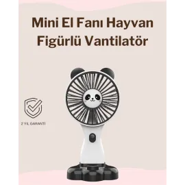 Mini Fan Hayvan Figürlü – Şarj Edilebilir Taşınabilir El Vantilatörü