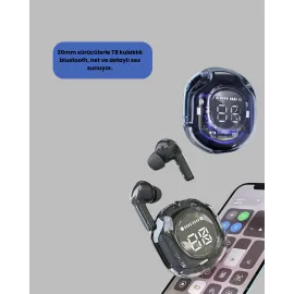 Bluetooth 5.3 Kablosuz Kulaklık 30Mm Sürücü Led Ekranlı Mikrofonlu