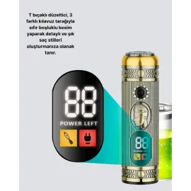 2’si 1 Arada Saç ve Sakal Düzeltici Seti – T Bıçaklı, 8 Farklı Kılavuz Tarağı