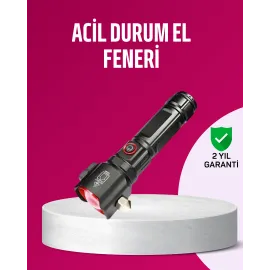 Acil Durum El Feneri Çekiç Ve Pusula Özellikli Güçlü Işık