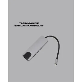 USB‑C Çoklu Bağlantı Merkezi – 5 Gbps, 100‑240 V, Sağlam Eloksal Tasarım