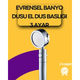 Sağlam Metal Hortum Bağlantılı, 360° Hareketli Duş Başlığı