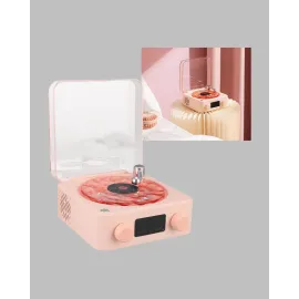 Vintage Tarz Bluetooth Hoparlör – Gece Işığı Ve Zaman Göstergeli