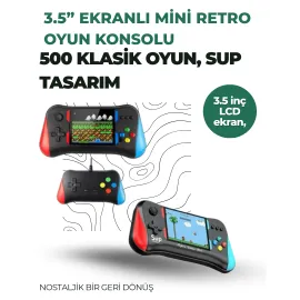 3.5 İnç Ekranlı Klasik Oyun Konsolu – 500 Dahili Oyun