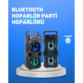 Kablosuz Led Işıklı Bluetooth Hoparlör – Fm Radyolu, Mikrofon Girişli