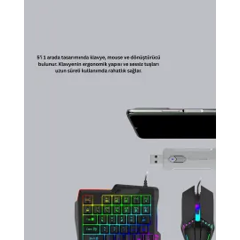 Mobil Gaming Set Klavye + Mouse + Dönüştürücü 5’li Paket Yüksek DPI Bluetooth