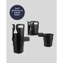 Çiftli Araba Bardak Tutucu Karbon Fiber Görünümlü 360° Ayarlı