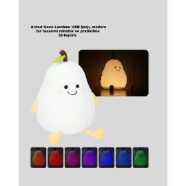 Şarjlı Armut Masa Lambası Renk Değiştiren Led Gece Işığı