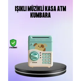 Su Yeşili Elektronik Şifreli Atm Tasarımlı Para Biriktirme Kumbarası