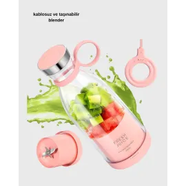 Şarjlı Portatif Blender – Gıda Sınıfı Malzeme, 10 Kullanımlık Pil, Mini Boy ve Hafif Tasarım