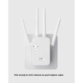 Antenli Wifi Repeater 300M2 Kapsama Alanı Wpa3 Güvenlikli