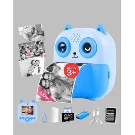 Çocuklar İçin Dijital Kamera Termal Yazıcı 48Mp Çift Kamera 1300Mah Batarya