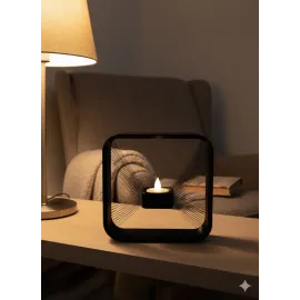 Kare Askılı Mumluk Duvara Asılan Şık Dekoratif Mumluk 16×16 cm