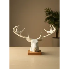 Dekoratif Geyik Başı Heykel 25 Cm Modern Minimal Tasarım