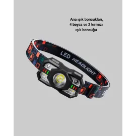 Şarj Edilebilir Led Far Hareket Sensörlü 5 Modlu Outdoor