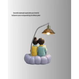 Sevgiliye Özel Çift Figürlü LED Masa Lambası Okuyan Çift Tasarım