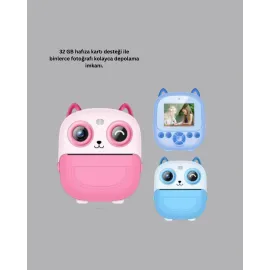 Termal Baskı Özellikli Çocuk Kamerası 1080P Video Destekli