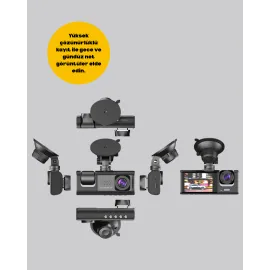 Üç Kameralı Araç Kamerası Full Hd Gece Görüş  G-Sensör