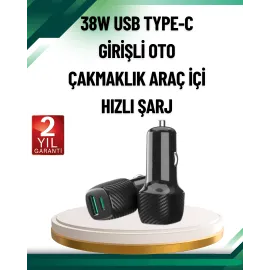 3A Güç Kapasiteli Usb & Type-C Çakmaklık Şarj Adaptörü