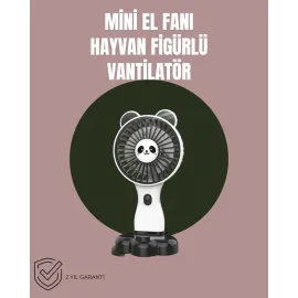 Hayvan Figürlü Mini El Fanı – USB Şarjlı Sessiz Vantilatör