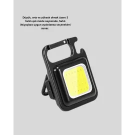 Mini 800 Lümen Led El Feneri – Usb Şarjlı, 3 Kademeli Işık, Şişe Açacaklı Taşınabilir Tasarım