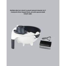 Çok Fonksiyonlu Döner Rende Süzgeç Hazneli Ergonomik Sebze Doğrayıcı