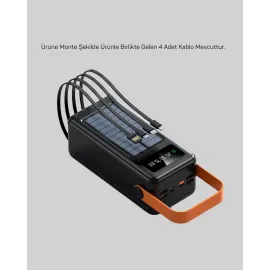 80000 mAh Yüksek Kapasiteli Powerbank Göstergeli Solar Şarj Cihazı