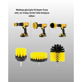 Matkap Uyumlu Temizlik Fırçası Seti 3’Lü Çok Amaçlı