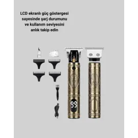 Lcd Ekranlı Şarjlı Tıraş Makinesi Erkek Saç Sakal Kesme