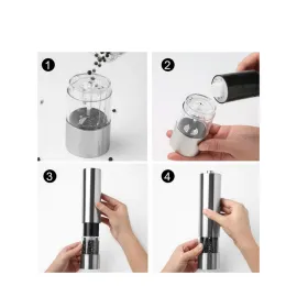 Elektrikli Baharat Öğütücü Pilli Paslanmaz Çelik Otomatik Tuz Karabiber Değirmeni
