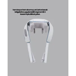 Titreşimli Boyun Masaj Cihazı Isı Terapili Şarjlı Vnb-01 Ergonomik U Tasarım