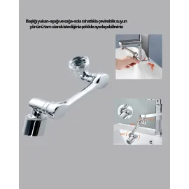 Döner Musluk Başlığı Çok Açılı Robotik Kol Su Tasarruflu