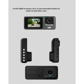 Full Hd 3'lü Araç Kamerası Geri Görüş Destekli Park Modlu 1080P Dvr